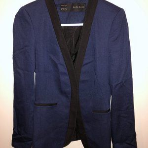 $110 Zara Basic Women's XS Blue Knit Blazer Jacket Glen